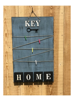 Dekoratif Home Keys Ahşap Resimlik Ve Notluk (saks Mavisi)