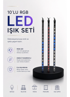 Dekoratif Ortam Aydınlatması Rgb Led 10’lu Çubuk Seti