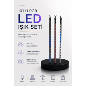 Dekoratif Ortam Aydınlatması Rgb Led 10’lu Çubuk Seti