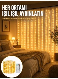 Dekoratif Perde Peri Led Günışığı Renk 8 Fonksiyonlu Işık Yeni Nesil