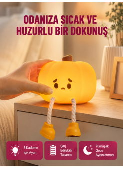 Dekoratif Pumpkin Gece Lambası Şarjlı Dokunmatik Led Işık Yeni Nesil