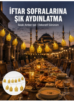 Dekoratif Ramazan Led Işık Pilli Cami Tasarımlı Zincir Aydınlatma Yeni Nesil