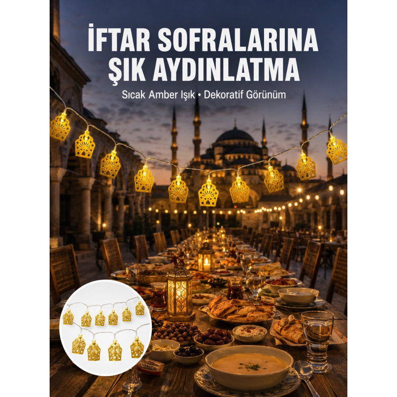 Dekoratif Ramazan Led Işık Pilli Cami Tasarımlı Zincir Aydınlatma Yeni Nesil Dekoratif Ramazan Led Işık Pilli Cami Tasarımlı Zincir Aydınlatma Yeni Nesil