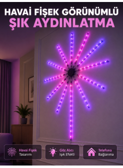 Dekoratif Rgb Fireworks Led Duvar Işığı Çok Renkli Telefon Kontrollü Led Aydınlatma