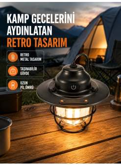 Dekoratif Ve Fonksiyonel Taşınabilir Kamp Gece Lambası