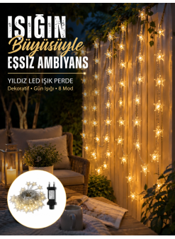 Dekoratif Yıldız Led Aydınlatma 20 Ledli 5 Metre Günışığı Yeni Nesil