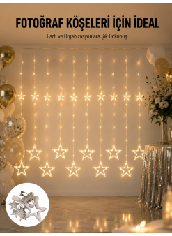 Dekoratif Yıldız Peri Led Perde 3x3 Metre Ortam Işığı Yeni Nesil