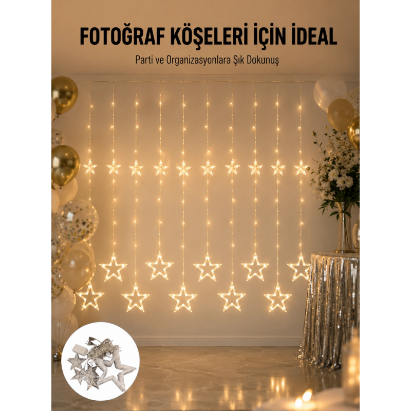 Dekoratif Yıldız Peri Led Perde 3x3 Metre Ortam Işığı Yeni Nesil Dekoratif Yıldız Peri Led Perde 3x3 Metre Ortam Işığı Yeni Nesil