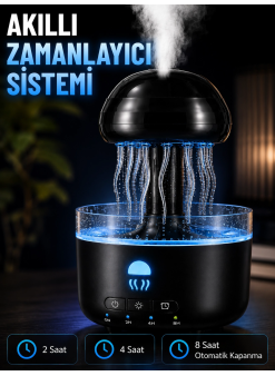 Denizanası Tasarımlı Ultrasonik Hava Nemlendirici Rgb Led Işıklı Sessiz Buhar Makinesi Zaman Ayarlı