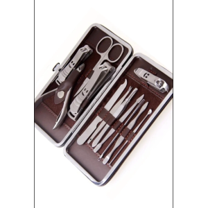 Deri Çantalı 12'li Manikür Seti