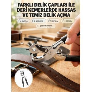 Deri Delme Pensesi 6 Uçlu Ayarlanabilir Kemer Delme Aleti Profesyonel Kullanım