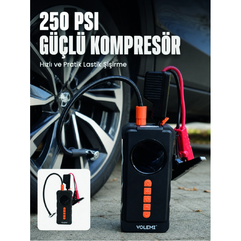 Dijital Araç Kompresörü 4 Fonksiyonlu Akü Takviye Lastik Şişirme Powerbank Ve Led El Feneri Dijital Araç Kompresörü 4 Fonksiyonlu Akü Takviye Lastik Şişirme Powerbank Ve Led El Feneri