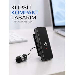Dijital Ekranlı Bluetooth Kulaklık Tek Kulaklıklı Klipsli Kompakt Tasarım