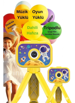 Dijital Fotoğraf Makinesi Çocuk Mini 1080p Hd Kamera Selfie Tripotlu Ön Arka Kamera
