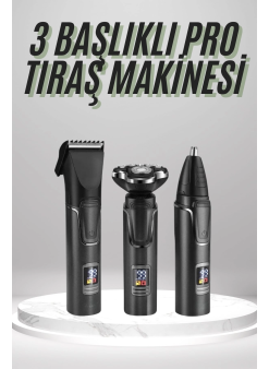 Dijital Göstergeli 3 Başlıklı Tıraş Makinesi Islak Kuru Lazer Öncesi Günlük