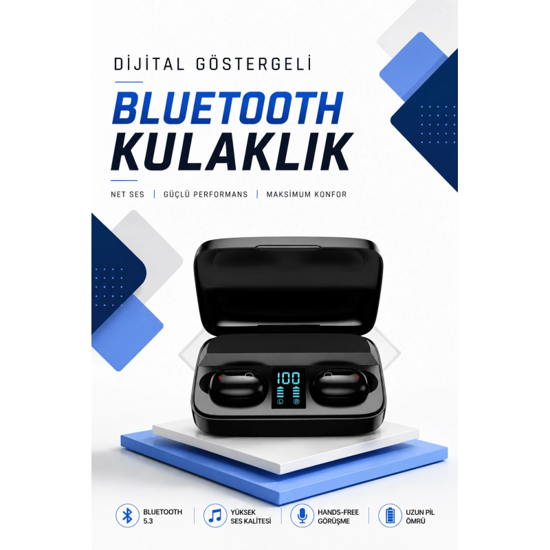 Dijital Göstergeli Bluetooth Kulaklık Kablosuz Tws Stereo Bluetooth 5.0 Dijital Göstergeli Bluetooth Kulaklık Kablosuz Tws Stereo Bluetooth 5.0