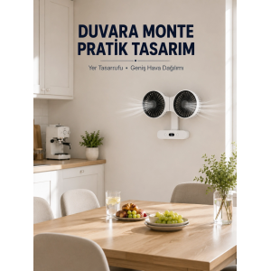 Dijital Göstergeli Çift Fan Başlıklı Masa Vantilatörü