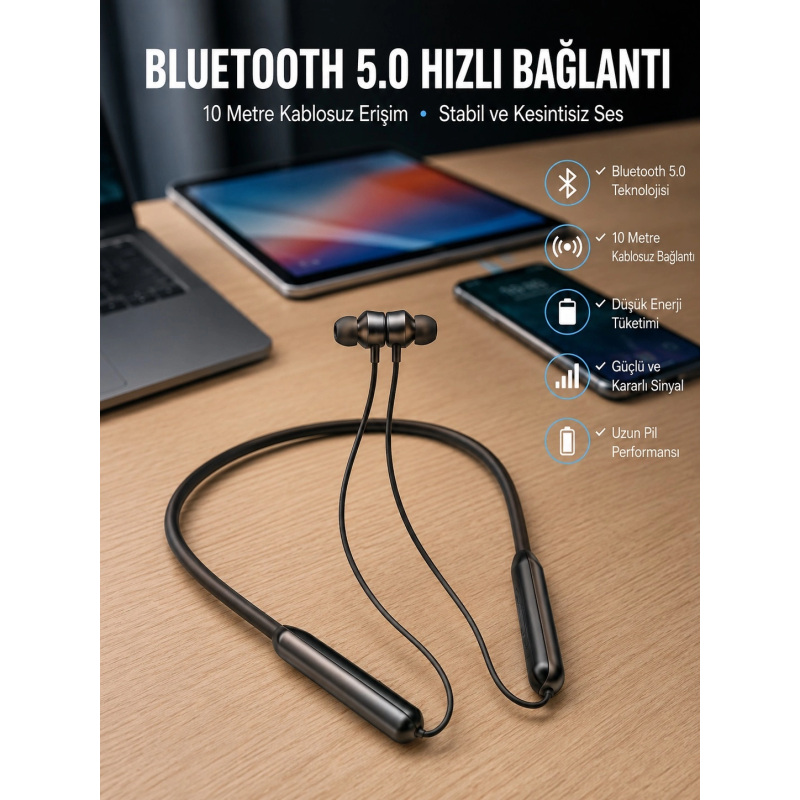 Dijital Göstergeli Kulak İçi Kablosuz Bluetooth Kulaklık Boyun Bantlı Yeni Nesil Dijital Göstergeli Kulak İçi Kablosuz Bluetooth Kulaklık Boyun Bantlı Yeni Nesil