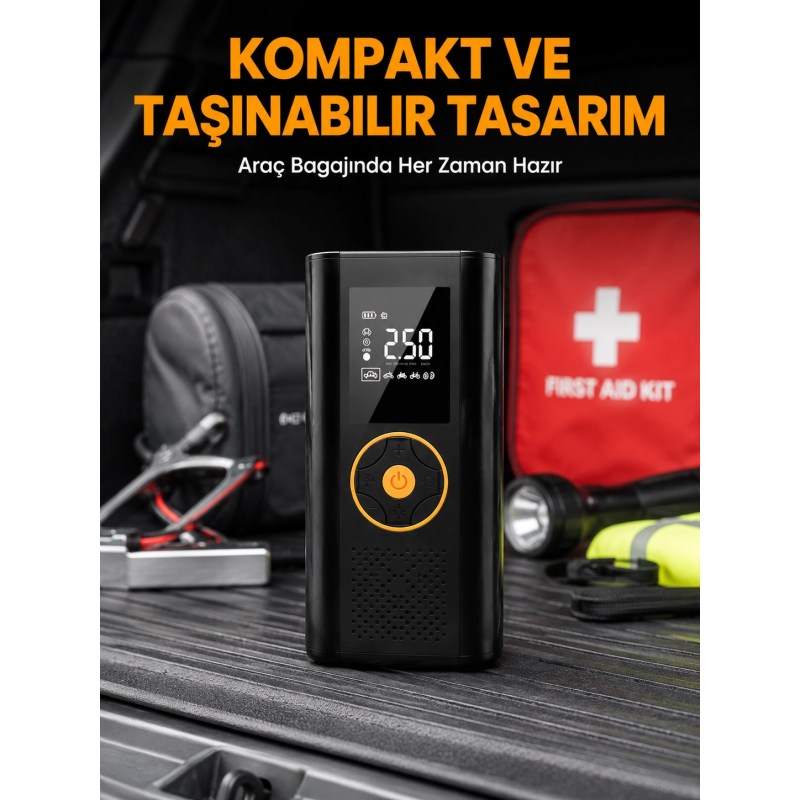 Dijital Göstergeli Taşınabilir Hava Kompresörü Güçlü Şişirme Performansı Yeni Nesil Dijital Göstergeli Taşınabilir Hava Kompresörü Güçlü Şişirme Performansı Yeni Nesil