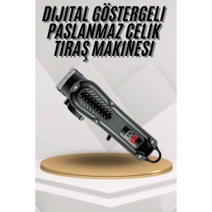 Dijital Profesyonel Kablosuz Saç Sakal Tıraş Makinası Sessiz Paslanmaz Çelik