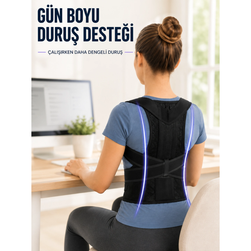 Dik Durmaya Yardımcı Sırt Korsesi Nefes Alan Fileli Ayarlanabilir Bel Ve Omuz Desteği Dik Durmaya Yardımcı Sırt Korsesi Nefes Alan Fileli Ayarlanabilir Bel Ve Omuz Desteği