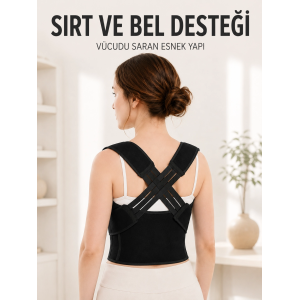 Dik Duruş Korsesi Ayarlanabilir Lastikli Sırt Ve Bel Destekli Postür Korsesi