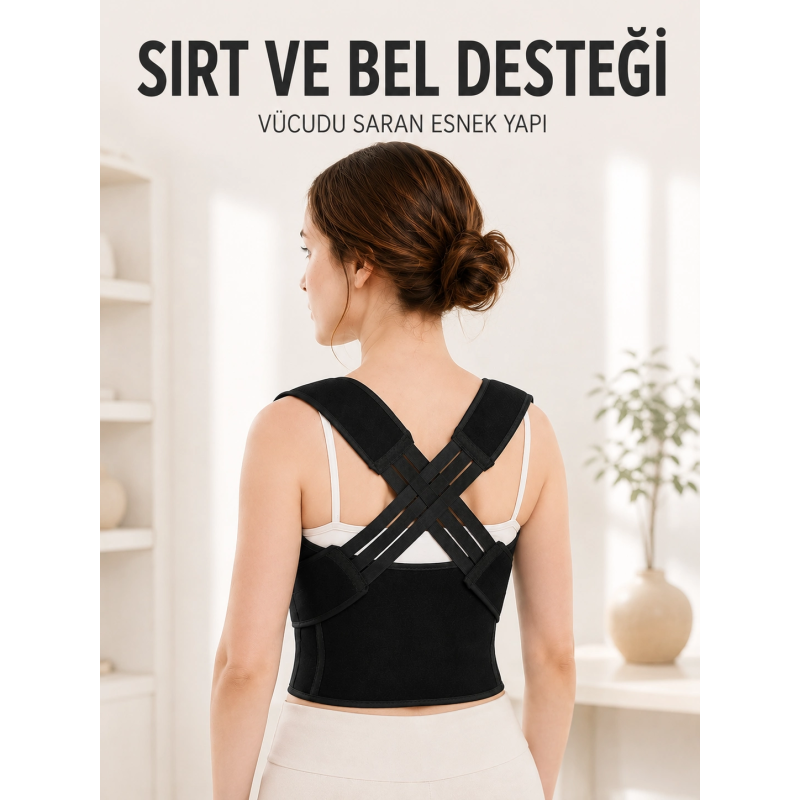 Dik Duruş Korsesi Ayarlanabilir Lastikli Sırt Ve Bel Destekli Postür Korsesi Dik Duruş Korsesi Ayarlanabilir Lastikli Sırt Ve Bel Destekli Postür Korsesi