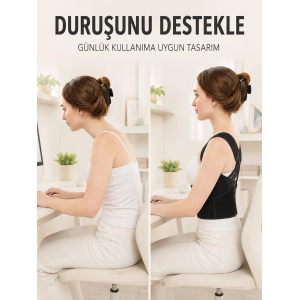 Dik Duruş Ve Postür Korsesi Ayarlanabilir Çapraz Lastikli Sırt Bel Desteği