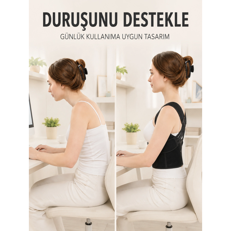 Dik Duruş Ve Postür Korsesi Ayarlanabilir Çapraz Lastikli Sırt Bel Desteği Dik Duruş Ve Postür Korsesi Ayarlanabilir Çapraz Lastikli Sırt Bel Desteği
