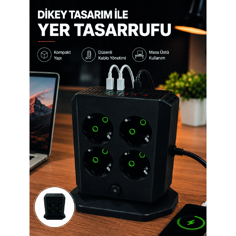 Dikey Priz Kulesi 8 Ac Priz 4 Usb 2 Type-c Çocuk Korumalı Güç Dağıtıcı Dikey Priz Kulesi 8 Ac Priz 4 Usb 2 Type-c Çocuk Korumalı Güç Dağıtıcı