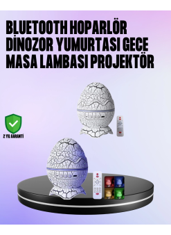 Dinozor Yumurtası Galaksi Projektör Gece Lambası 4'ü 1 Arada – Bluetooth Hoparlörlü