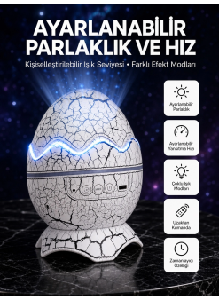 Dinozor Yumurtası Tasarımlı Projektörlü Gece Lambası