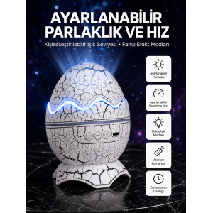 Dinozor Yumurtası Tasarımlı Projektörlü Gece Lambası