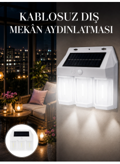 Dış Mekan Solar Duvar Lambası – 120° Hareket Algılama, 3 Işık Modu Yeni Nesil