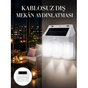 Dış Mekan Solar Duvar Lambası – 120° Hareket Algılama, 3 Işık Modu Yeni Nesil