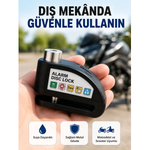 Disk Fren Kilidi Alarmlı Anti Hırsızlık Motosiklet Scooter Bisiklet Yeni Nesil