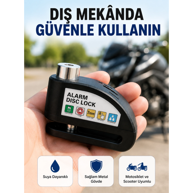 Disk Fren Kilidi Alarmlı Anti Hırsızlık Motosiklet Scooter Bisiklet Yeni Nesil Disk Fren Kilidi Alarmlı Anti Hırsızlık Motosiklet Scooter Bisiklet Yeni Nesil