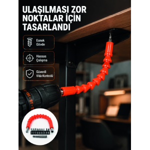 Dmax Esnek Şaftlı Matkap Bits Uç Seti 12 Parça Vida Montaj Ve Tamir Seti