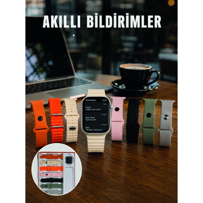 Dokunmatik Akıllı Saat Bluetooth Arama Sağlık Takipli 7 Değiştirilebilir Kordonlu Saat Dokunmatik Akıllı Saat Bluetooth Arama Sağlık Takipli 7 Değiştirilebilir Kordonlu Saat