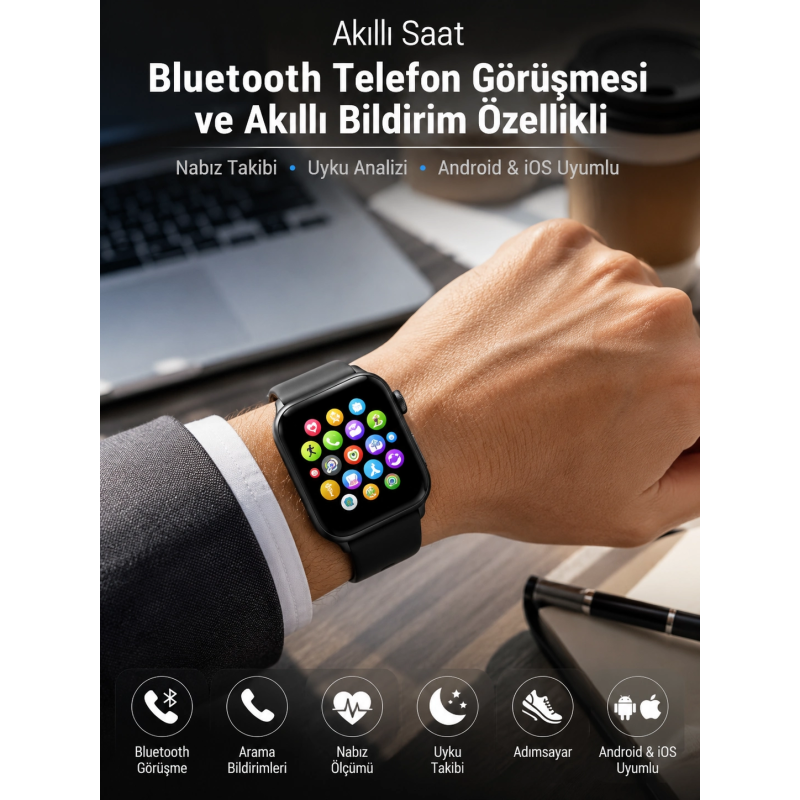Dokunmatik Ekran, Bluetooth Görüşme, Akıllı Bildirim Ve Günlük Aktivite Takibi Dokunmatik Ekran, Bluetooth Görüşme, Akıllı Bildirim Ve Günlük Aktivite Takibi