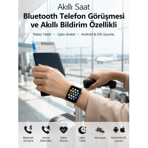 Dokunmatik Ekranı, Bluetooth Görüşme Desteği Ve Akıllı Bildirim Özellikleriyle Teknolojiyi Bileğinize Taşıyan Akıllı Saat