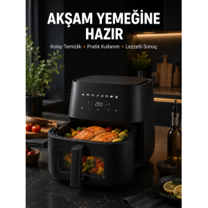 Dokunmatik Ekranlı Air Fryer Sağlıklı Yağsız Pişirme Cihazı