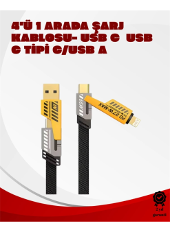 Dönüştürülebilir 4 Başlıklı Hızlı Şarj Kablosu – 1.2m, 65w, Dayanıklı Ve Esnek Tasarım