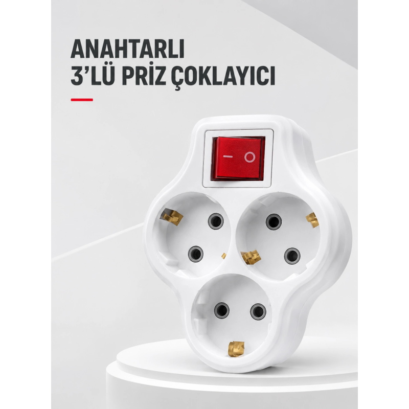 Duvar Tipi 3’lü Priz Çoklayıcı Kablosuz Anahtarlı Kompakt Priz Adaptörü Duvar Tipi 3’lü Priz Çoklayıcı Kablosuz Anahtarlı Kompakt Priz Adaptörü