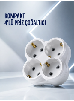 Duvar Tipi Priz Çoğaltıcı 4 Çıkışlı Kablosuz Kompakt Priz Adaptörü