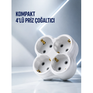 Duvar Tipi Priz Çoğaltıcı 4 Çıkışlı Kablosuz Kompakt Priz Adaptörü