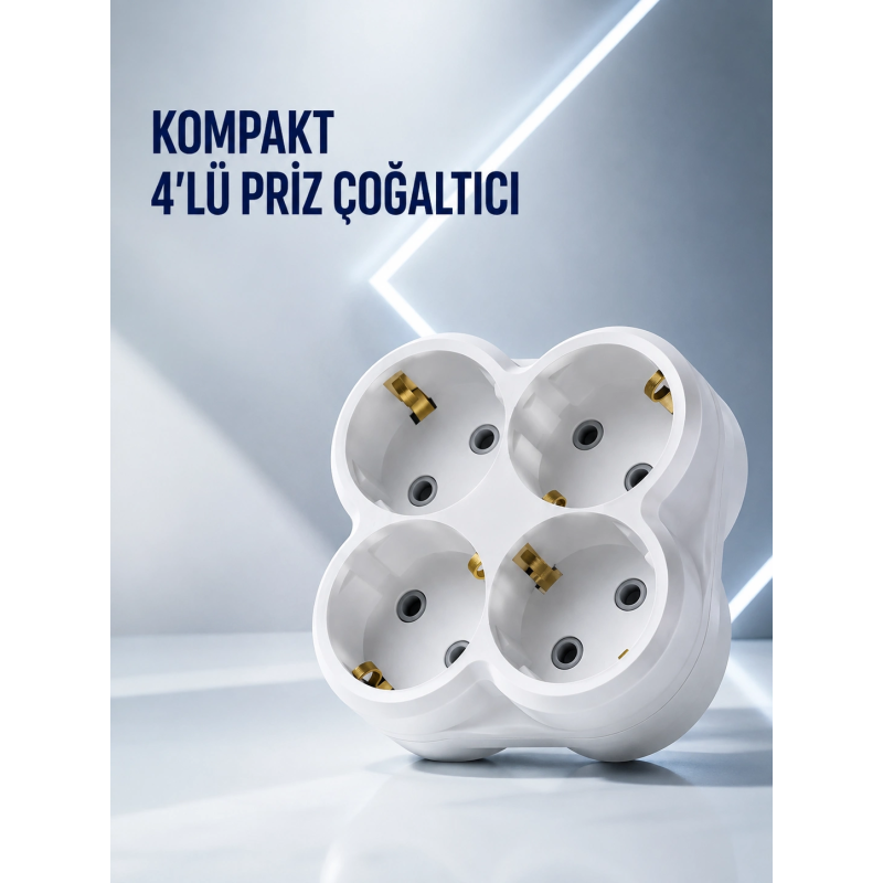 Duvar Tipi Priz Çoğaltıcı 4 Çıkışlı Kablosuz Kompakt Priz Adaptörü Duvar Tipi Priz Çoğaltıcı 4 Çıkışlı Kablosuz Kompakt Priz Adaptörü
