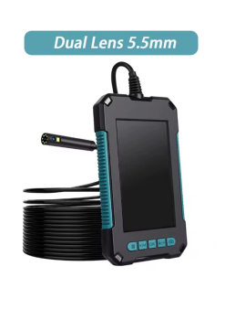 Ekranlı Çift Kameralı 10 Mt Hafıza Kart Destekli Sert Kablo Yılan Endoskop Kamera 5.5 Mm 4.3 Inc