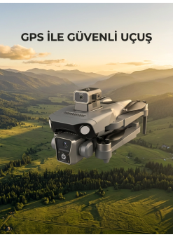 Ekranlı Kumandalı Gps Drone Çift Kameralı Katlanabilir Hava Aracı
