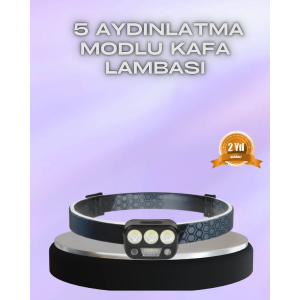 El Hareket Sensörlü Led Kafa Feneri 5 Mod Ayarlanabilir